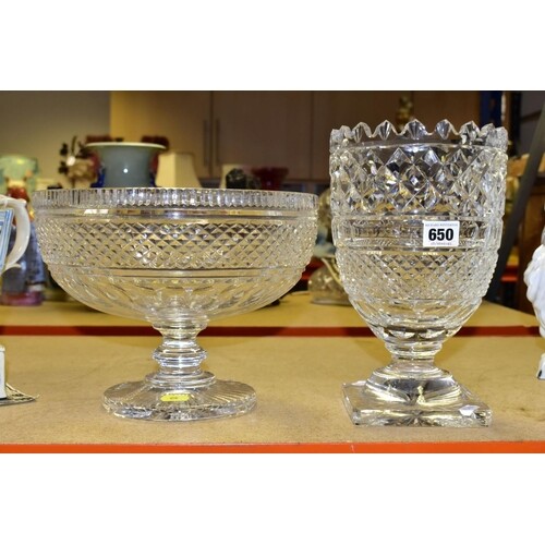 WATERFORD CRYSTAL comprising a Colleen celery vase, etched m...