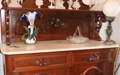Walnut Victorian sideboard with marble