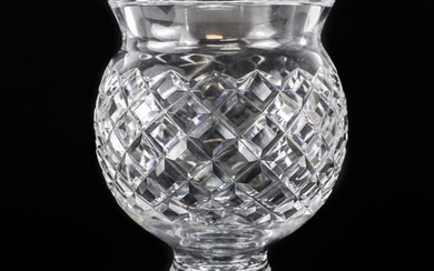 Waterford Crystal Comeragh Pattern Footed Flower Vase 6.5in criss cross cuts