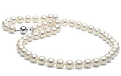 White Akoya Pearl Necklace, 7.5-8.0mm