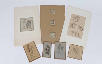 Wilhelm Nicolai Marstrand (1810-1873) Seven drawings/sketches with pen and lead. (7)