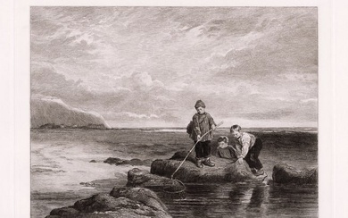 William Collins Prawn Fishing 1889 etching