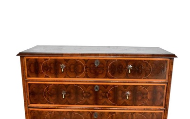 William and Mary oyster veneered chest on stand