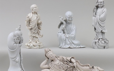 iGavel Auctions: Group of (5) large Chinese blanc-de-chine figures. FR3SH.