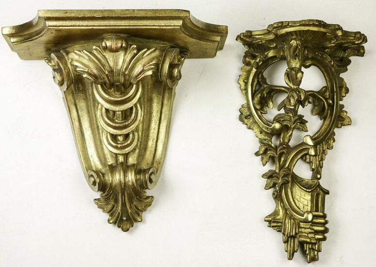 (lot of 2) Rococo style Italian giltwood carved wall