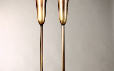 pair of standard lamps, German, around 1930, Bronze...