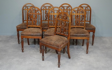 (-), set van 8 Engelse mahonie regency stoelen...