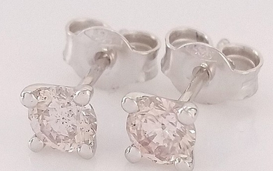0.51ct Natural Fancy Pink - 14 kt. White gold - Earrings - Diamonds, ***No Reserve Price***