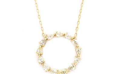 0.60 tcw Diamond Pendant - 18 kt. Yellow gold - Necklace with pendant - 0.60 ct Diamond - No Reserve Price