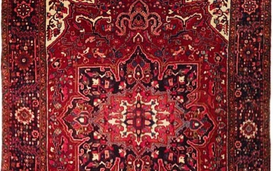 10 x 13 Antique Red Semi-Antique Persian Heriz Rug
