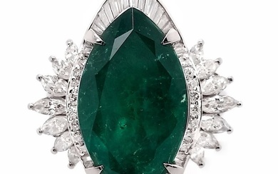 10.02 ctw - 8.53ct Fine Vivid Colombia Emerald and 1.49ct Natural Diamonds - IGI Report - Platinum - Ring - 8.53 ct Emerald - Diamonds