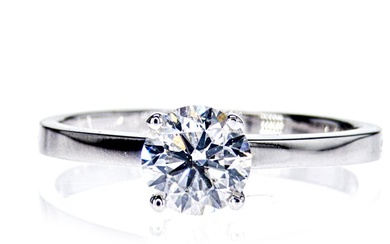1.01 Ct E-F/SI Round Diamond Ring - 14 kt. White gold - Engagement ring - 1.01 ct Diamond - No Reserve