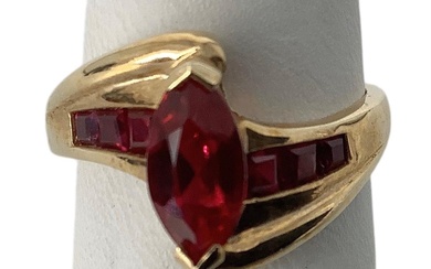 10k Yellow Gold Synthetic Ruby Ring