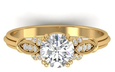 1.15 ctw Certified VS/SI Diamond Art Deco Ring 14k Yellow Gold
