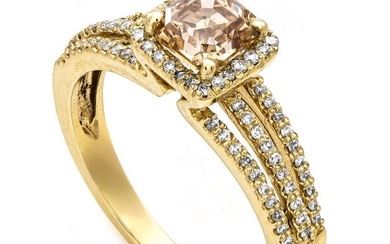 1.22 tcw Diamond Ring - 14 kt. Yellow gold - Ring - 1.03 ct Diamond - 0.19 ct Diamonds - No Reserve Price