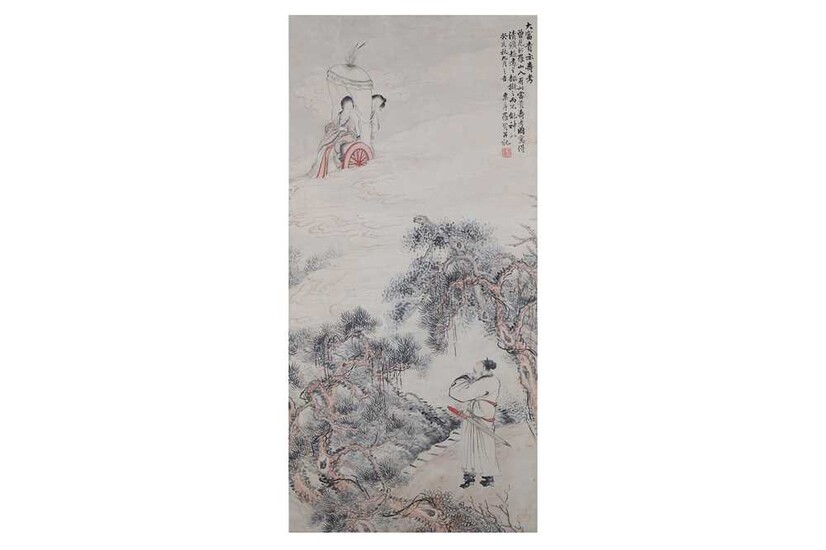 LUO XIAN. Figures. ink and colour on paper, hanging...