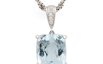 12.91ct Aquamarine & Diamond Pendant