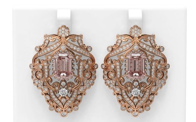 13.01 ctw Morganite & Diamond Earrings 18K Rose Gold
