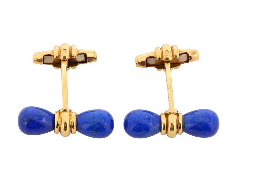A pair of gold and lapis lazuli cufflinks, by...