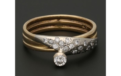 14 kt. Bicolour, Gold - Ring - 0.31 ct Diamond