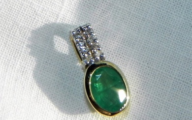 14 kt. Gold - Pendant Emerald - Diamond