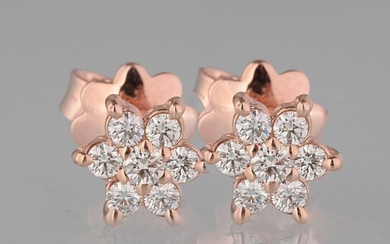 14 kt. Pink gold - Earrings - 0.40 ct Diamond