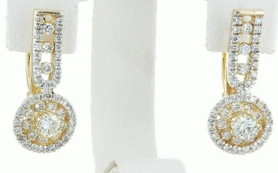 14 kt. White gold - Earrings - 1.46 ct Diamond