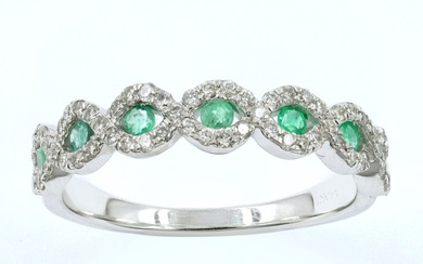 14 kt. White gold - Ring - 0.30 ct Emerald