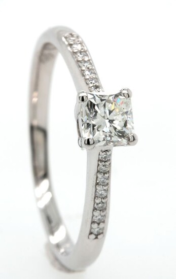 14 kt. White gold - Ring - 0.64 ct Diamond - Diamond