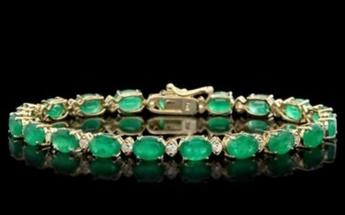 14K Gold 12.89ct Emerald 0.81ct Diamond Bracelet