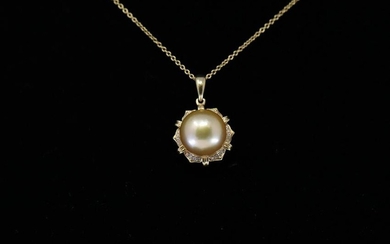 14KT Diamond/Pearl Necklace