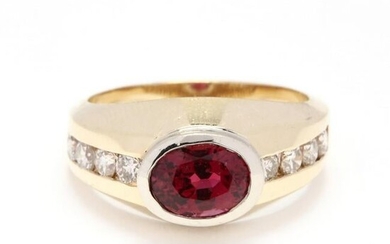 14KT Gold, Rubellite, and Diamond Ring