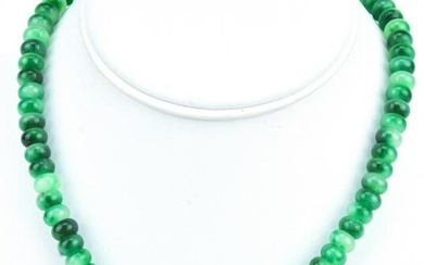 14kt White Gold & 200 Carat Emerald Bead Necklace