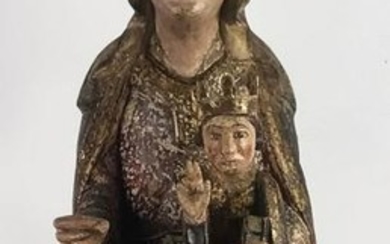 14th C Italian Polychrome Madonna and Child Statue