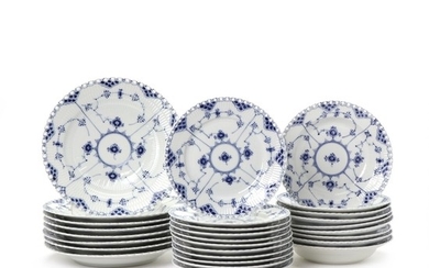 “Blue fluted full Lace” porcelain plates. Royal Copenhagen. (28)