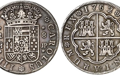 1762. Carlos III. Madrid. JP. 8 reales. (AC. 1061). Leves...