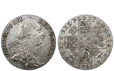 1787 Shilling, 1 over retrograde 1, George III. Reverse with...