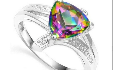 1.7CT Mystic Topaz & Diamond Ring in Sterling Silver