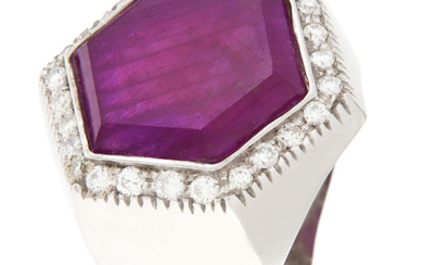 18 carati Oro bianco - Anello - 0.64 ct - Ct 11.50 Purple Sapphire - International Gemological Institute n 455025028 Peso Totale : 13.25 g
