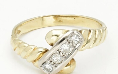 18 kt. Bicolour, Gold - Ring - 0.14 ct Diamond