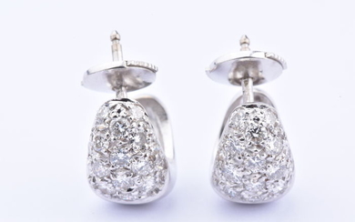 18 kt. White gold - Earrings - 0.50 ct Diamond