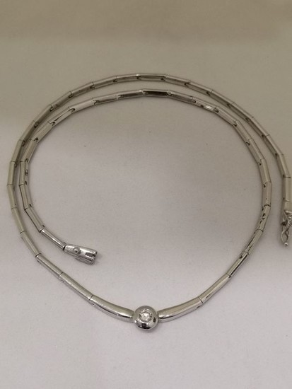 18 kt. White gold - Necklace - 0.15 ct Diamond
