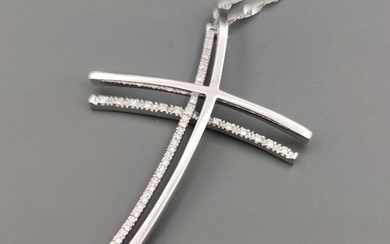 18 kt. White gold - Necklace with pendant - 0.86 ct Diamond