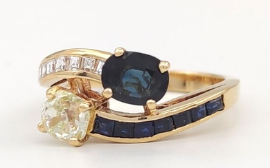 18 kt. Yellow gold - Ring - 1.10 ct Sapphires - Ct 1.10 Diamonds - Masterstones n 821PT289