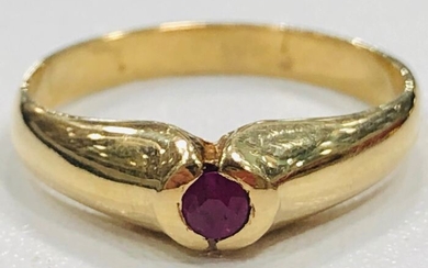 18 kt. Yellow gold - Ring Ruby