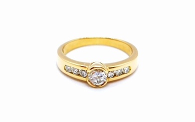 18 kts. Yellow gold - Ring Diamond - Diamond