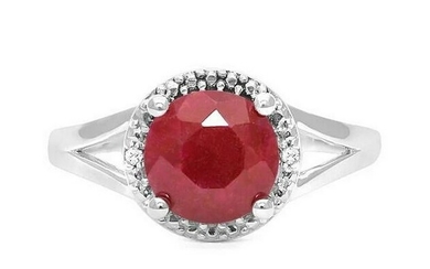 1.8CT Ruby & Diamond Ring in Sterling Silver