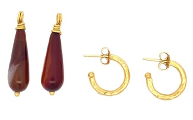 18K Gold Agate Earrings