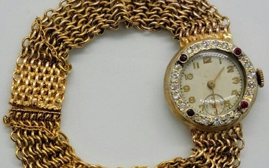 18K Gold Ladies Watch With Diamonds & Rubies 42.38 Gram