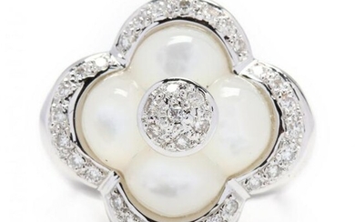 18KT White Gold, Mother-of-Pearl, and Diamond Ring